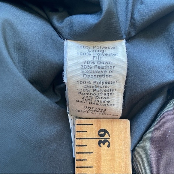 J Crew Crewcuts Down Feather Puffer Jacket Camo Hooded Parka Size 14 - Picture 8 of 12
